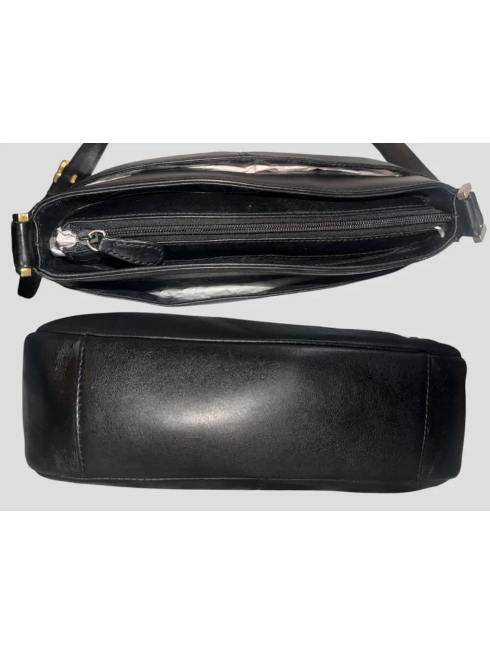 VTG Etienne Aigner Shoulder Bag Black Leather Brass Pocket Purse Horseshoe Logo - Picture 8 of 11
